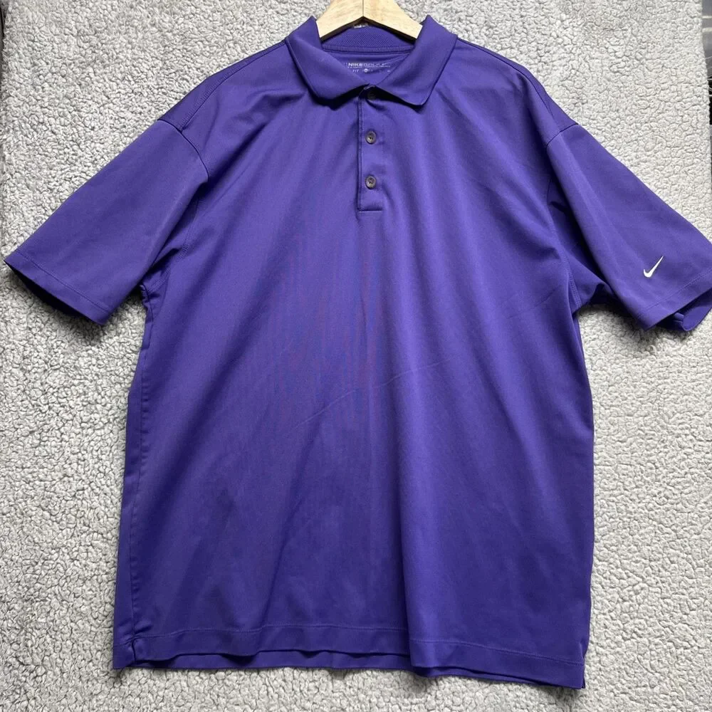 Nike Dri Fit Golf Polo Shirt Mens XL  Purple Embroidered Swoosh Logo